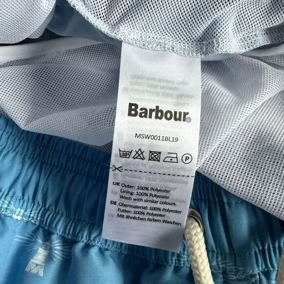 NWT Barbour Coastal Swim Shorts Light Blue XL Men’s Quick Dry Beachwear